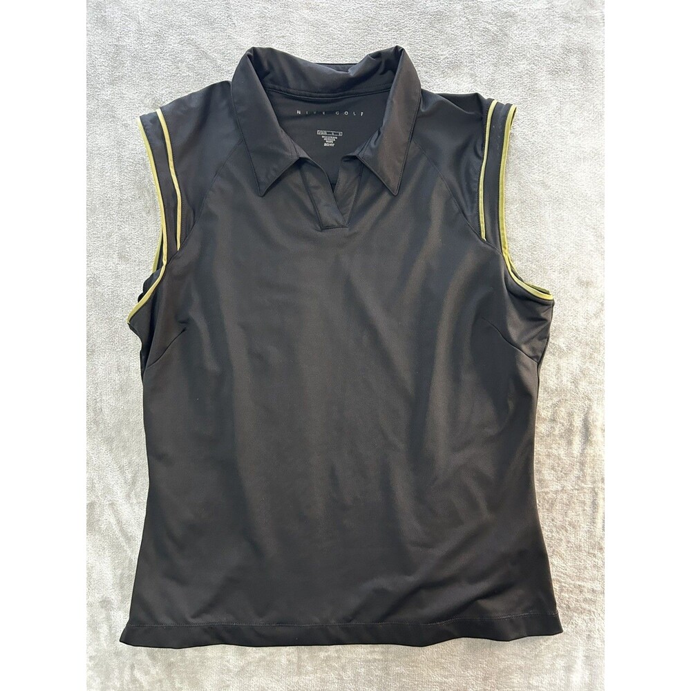 Nike Golf Sleeveless Polo Shirt Dri-FIT Athletic Black Top Womens L